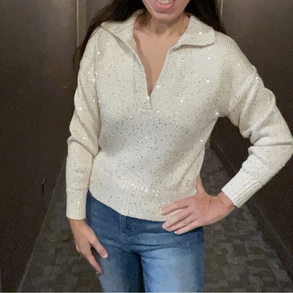 J. Crew Women's Sequin Polo Sweater